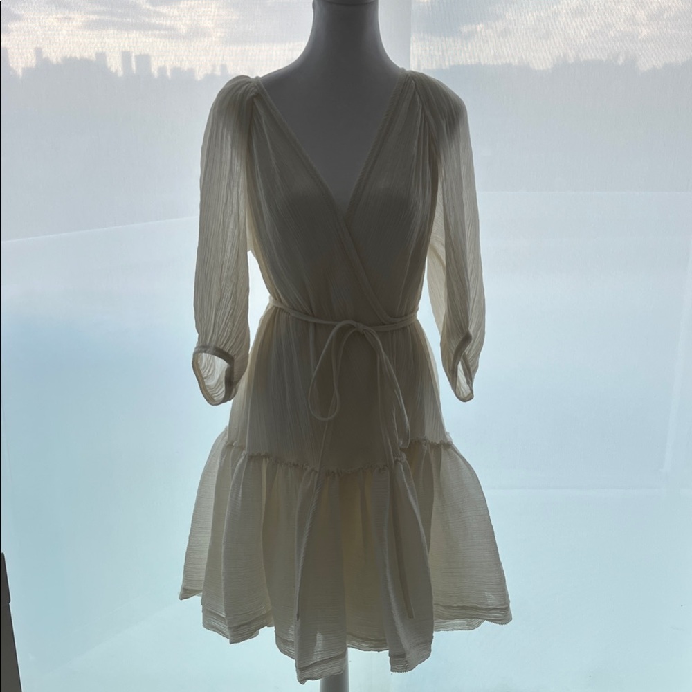 Elegant Cream Wrap Dress